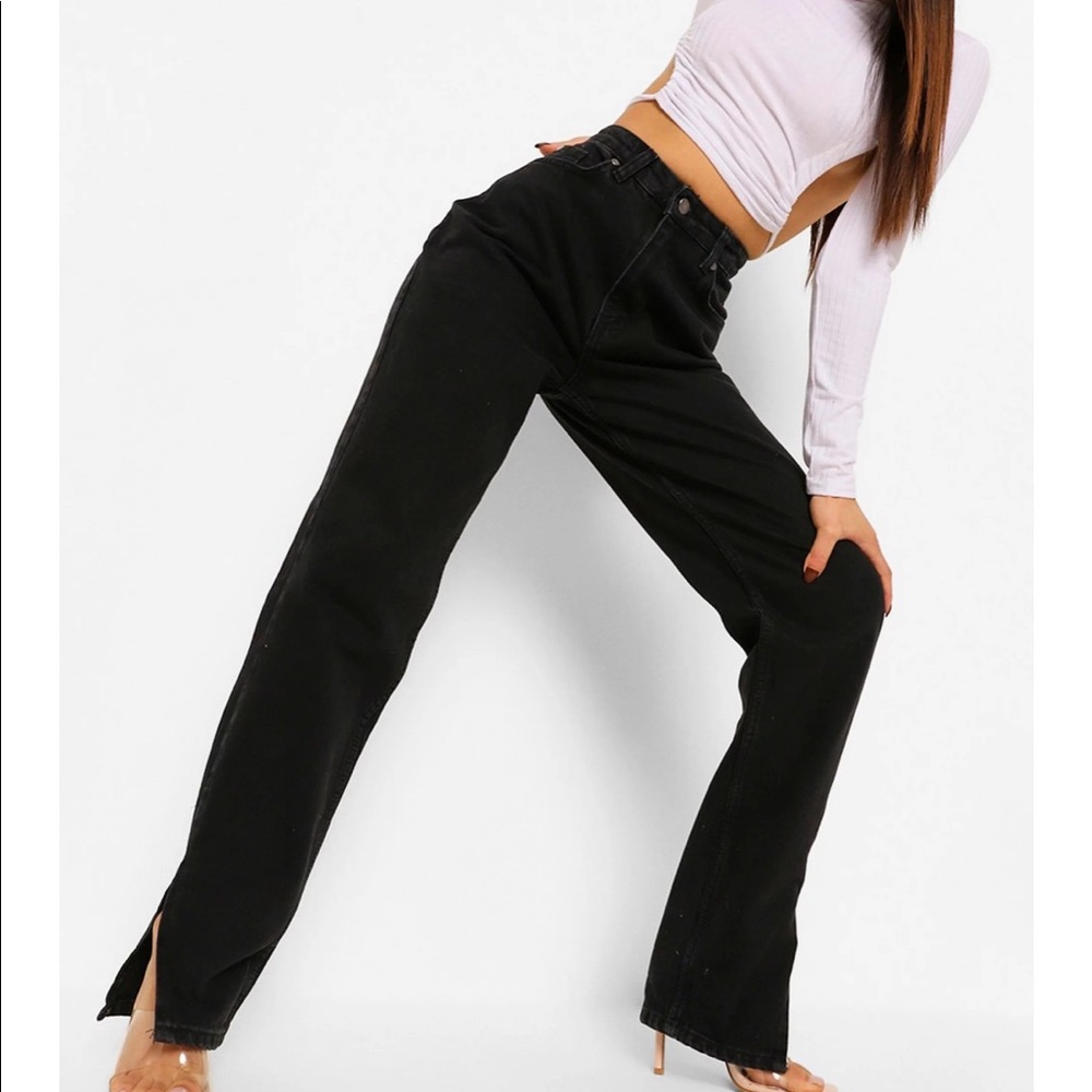 Side split hem jeans